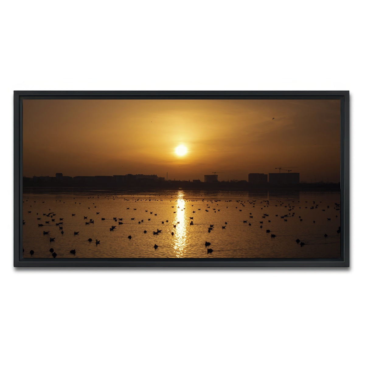 AUTO-MOCKUP WHITE | Bucharest Sunset 7 | 1 Piece | Black Framed Canvas | group=2x1