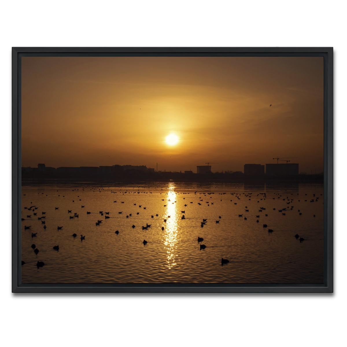 AUTO-MOCKUP WHITE | Bucharest Sunset 7 | 1 Piece | Black Framed Canvas | group=4x3