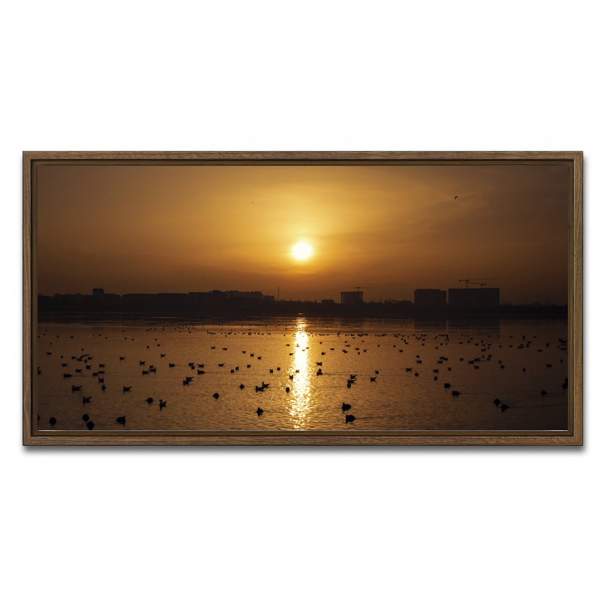 AUTO-MOCKUP WHITE | Bucharest Sunset 7 | 1 Piece | Walnut Framed Canvas | group=2x1