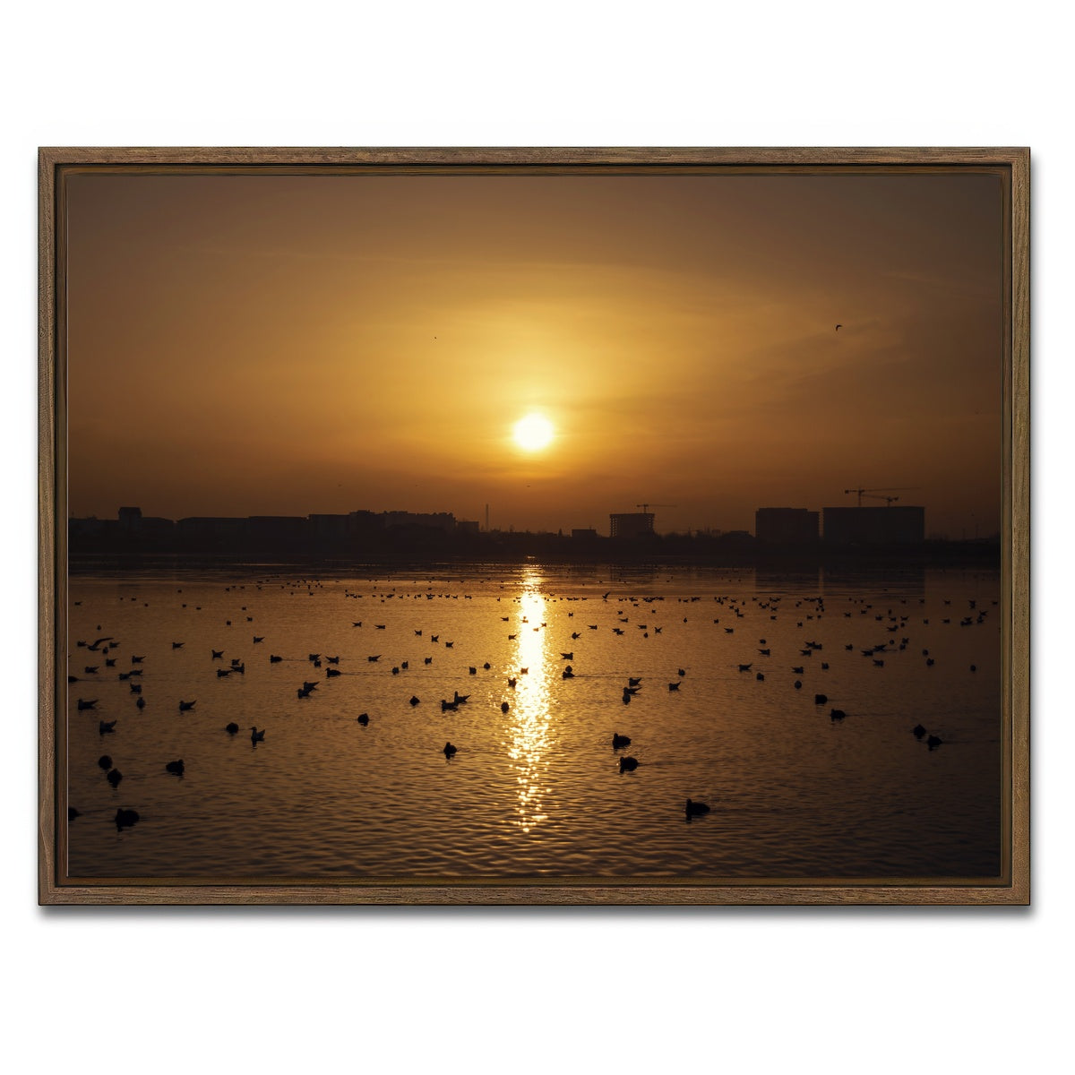AUTO-MOCKUP WHITE | Bucharest Sunset 7 | 1 Piece | Walnut Framed Canvas | group=4x3