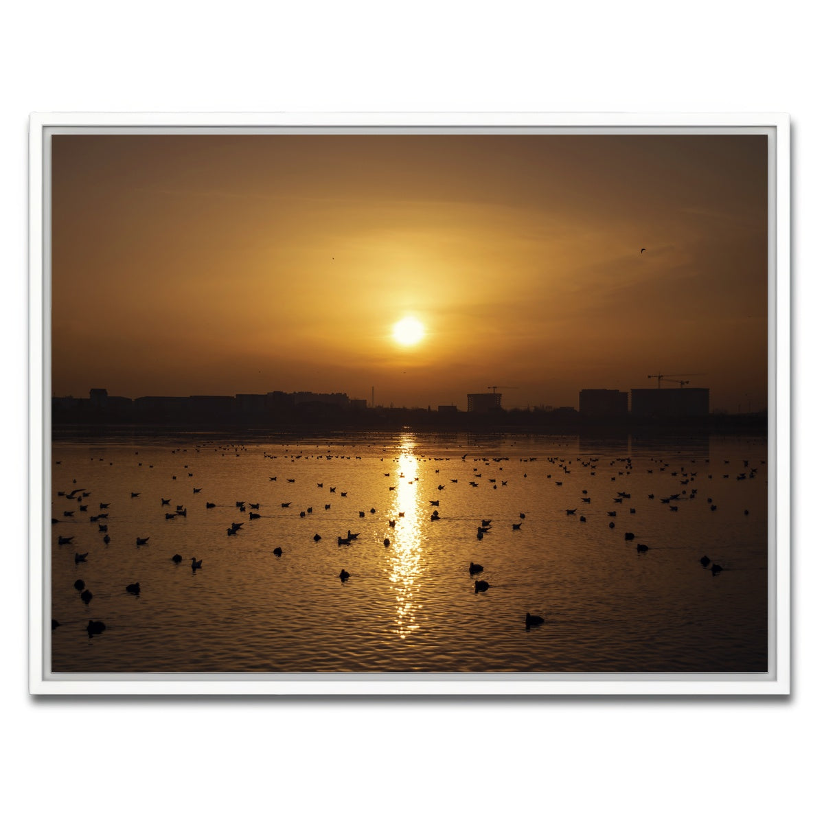 AUTO-MOCKUP WHITE | Bucharest Sunset 7 | 1 Piece | White Framed Canvas | group=4x3