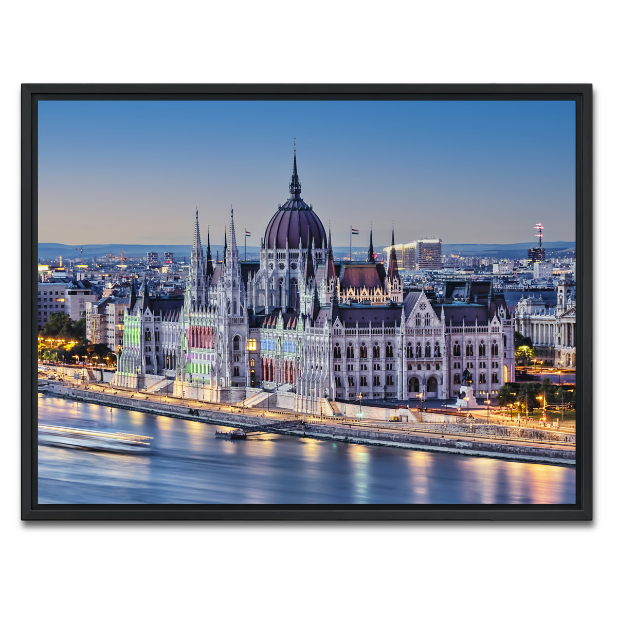 AUTO-MOCKUP WHITE | Budapest Sunset | 1 Piece | Black Framed Canvas | group=4x3