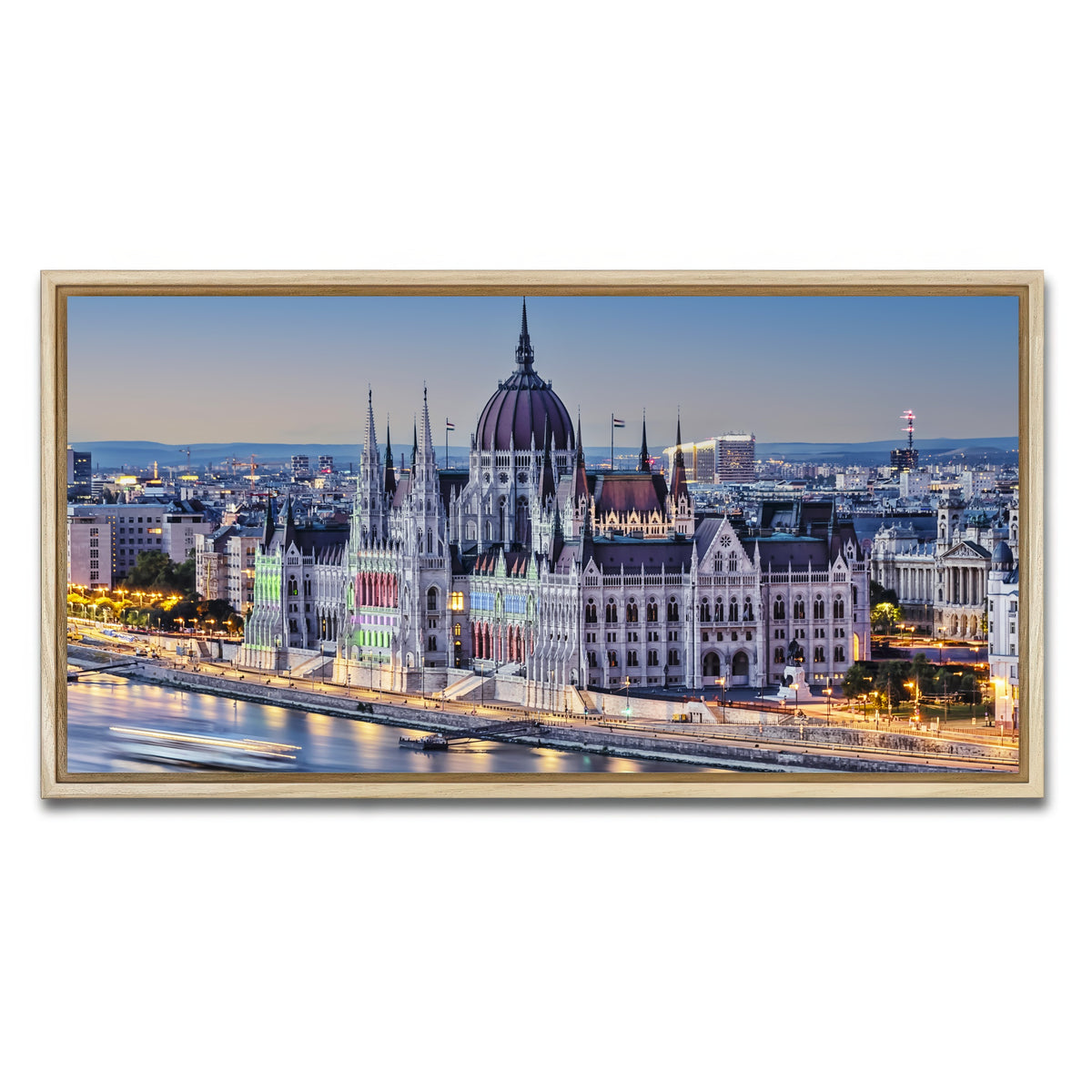 AUTO-MOCKUP WHITE | Budapest Sunset | 1 Piece | Natural Framed Canvas | group=2x1