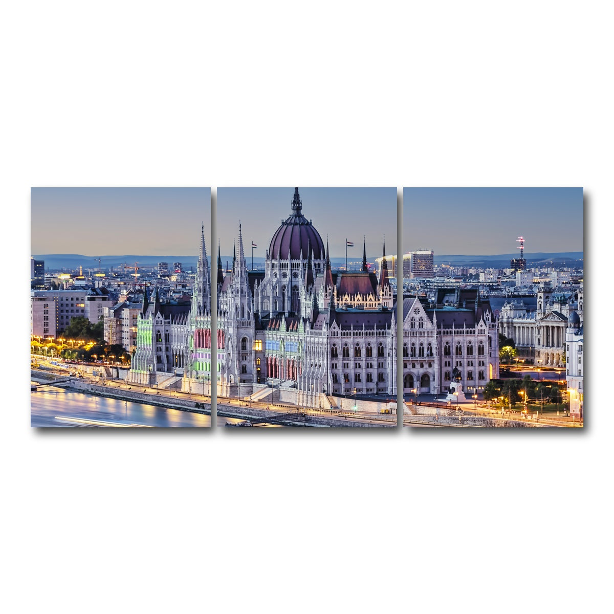 AUTO-MOCKUP WHITE | Budapest Sunset | 3 Piece | Gallery Wrap Canvas | group=18x24