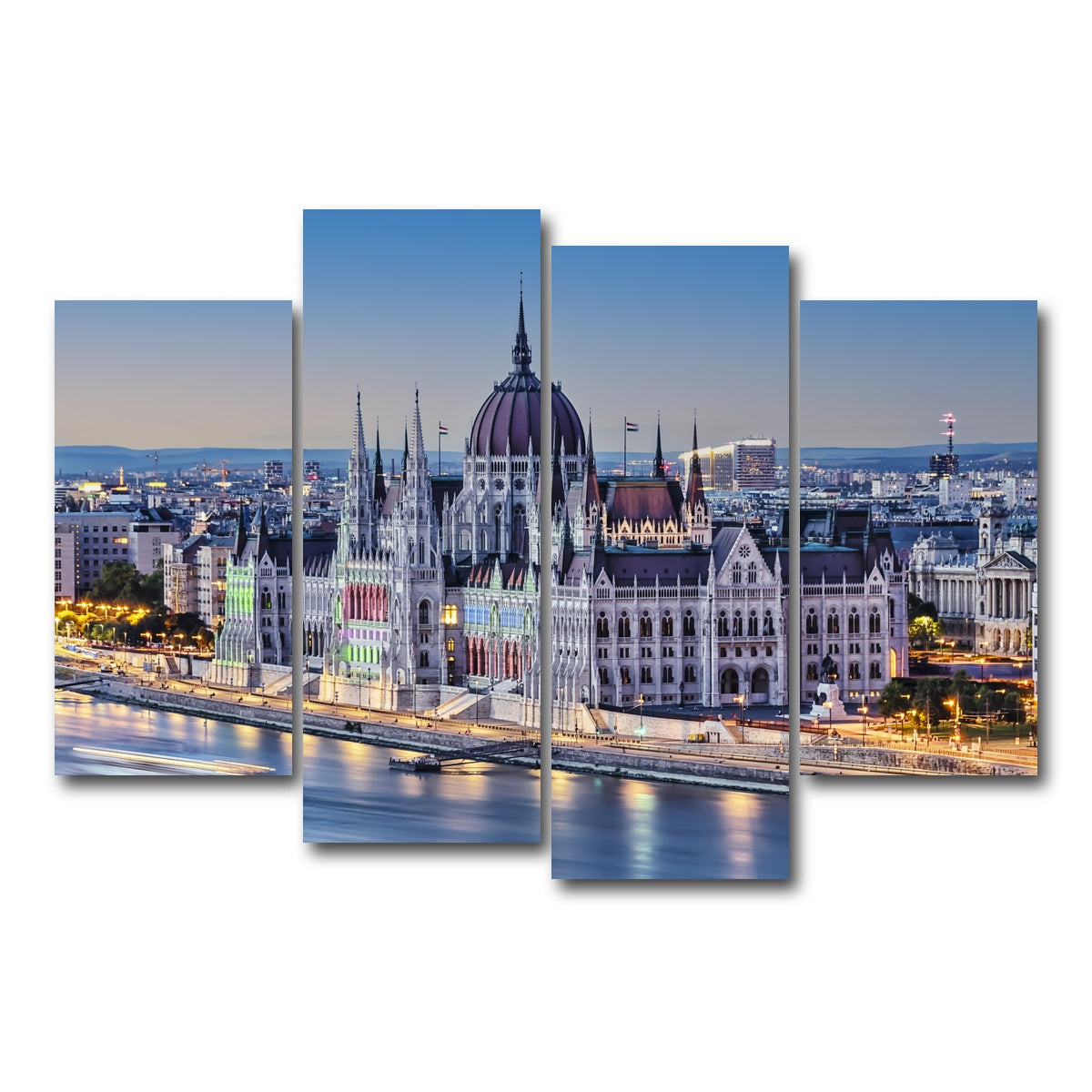 AUTO-MOCKUP WHITE | Budapest Sunset | 4 Piece | Gallery Wrap Canvas | group=4_short