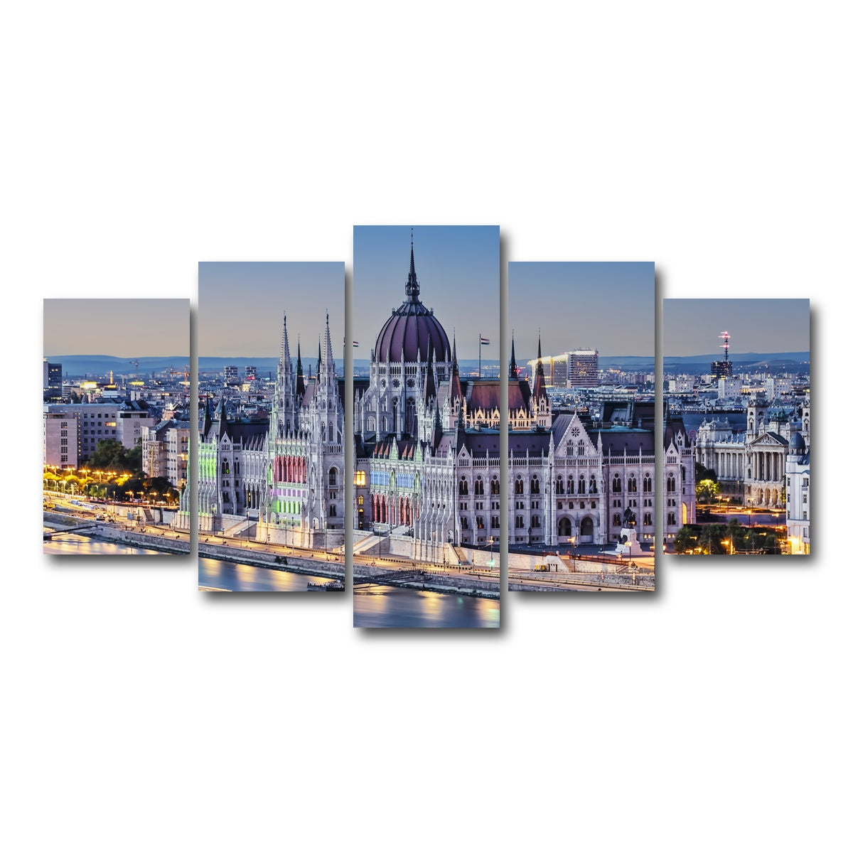 AUTO-MOCKUP WHITE | Budapest Sunset | 5 Piece | Gallery Wrap Canvas | group=5_normal