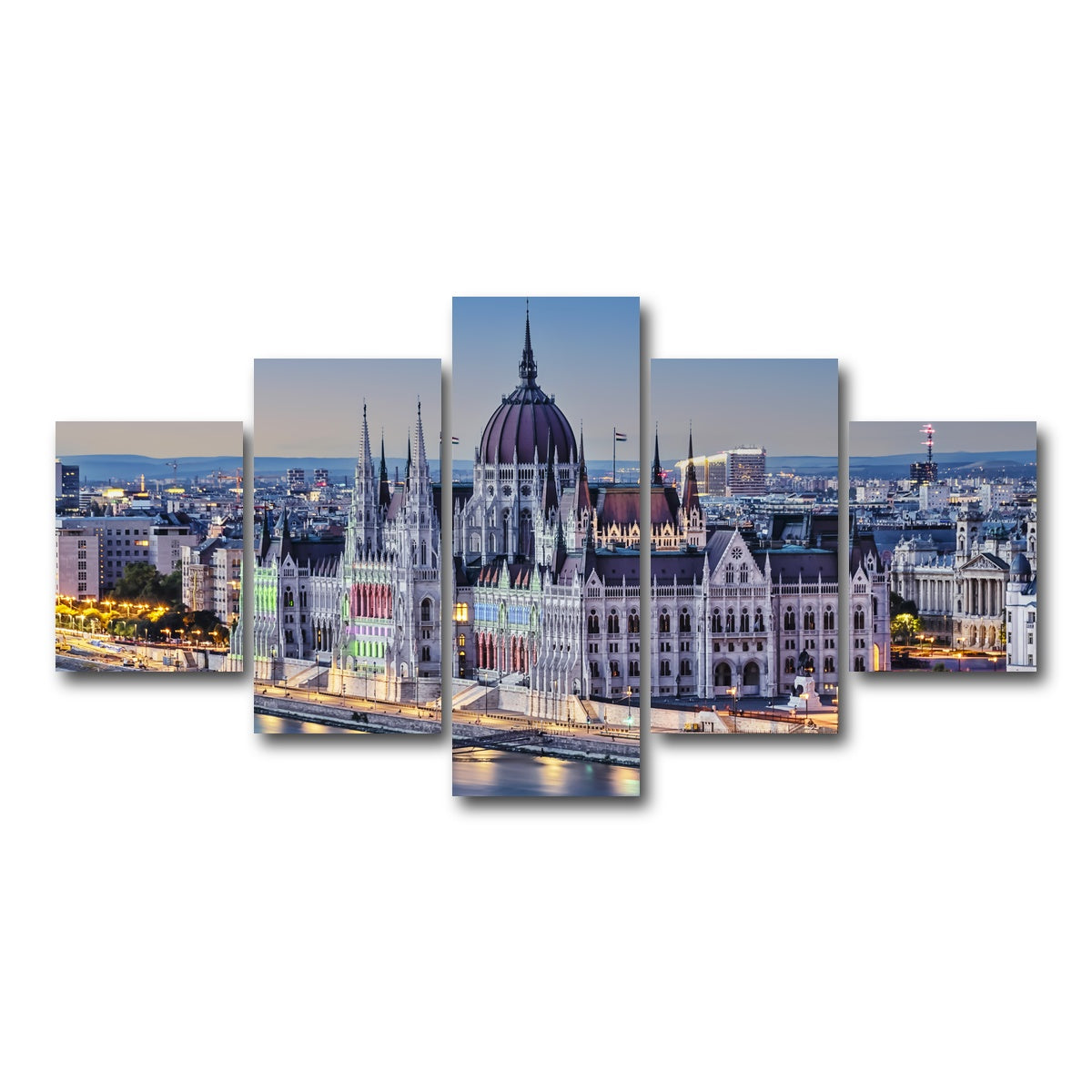 AUTO-MOCKUP WHITE | Budapest Sunset | 5 Piece | Gallery Wrap Canvas | group=5_short