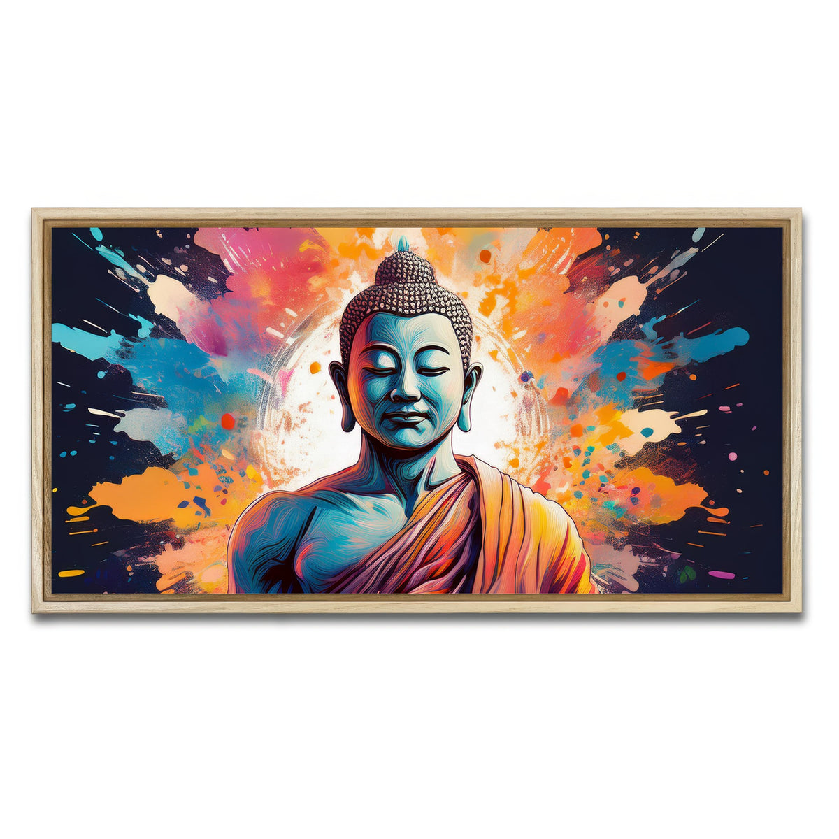 AUTO-MOCKUP WHITE | Buddha Color Splash | 1 Piece | Natural Framed Canvas | group=2x1