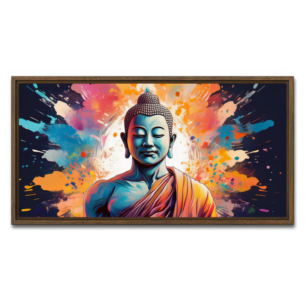 AUTO-MOCKUP WHITE | Buddha Color Splash | 1 Piece | Walnut Framed Canvas | group=2x1