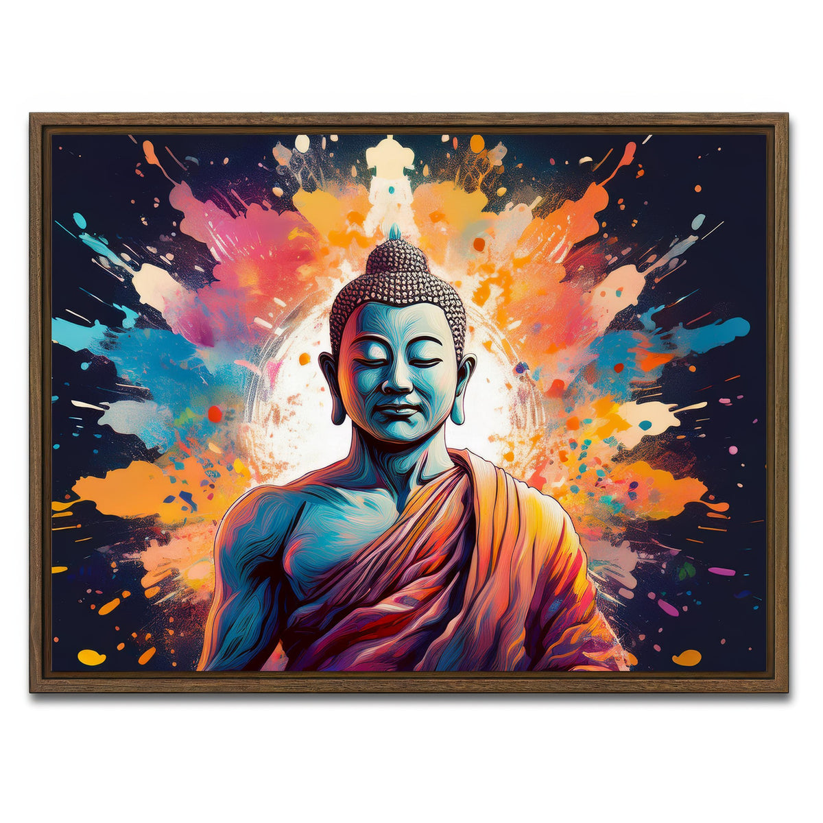 AUTO-MOCKUP WHITE | Buddha Color Splash | 1 Piece | Walnut Framed Canvas | group=4x3