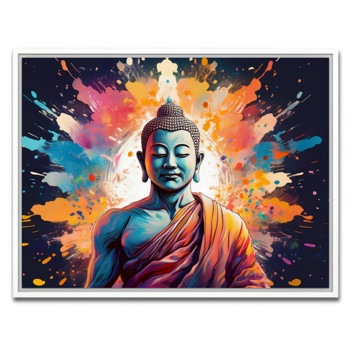 AUTO-MOCKUP WHITE | Buddha Color Splash | 1 Piece | White Framed Canvas | group=4x3