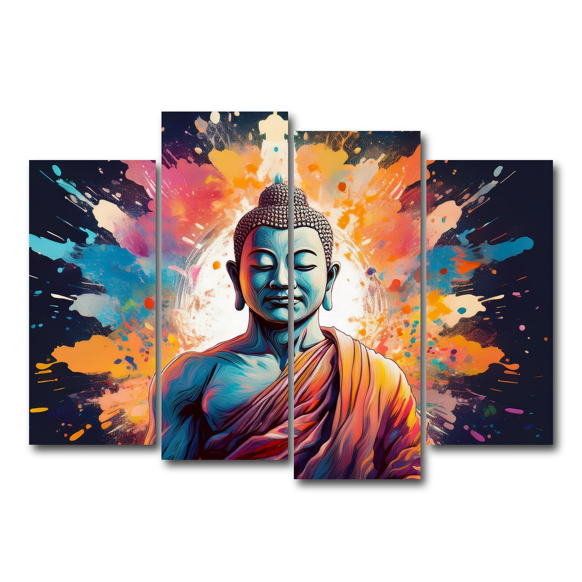 AUTO-MOCKUP WHITE | Buddha Color Splash | 4 Piece | Gallery Wrap Canvas | group=4_normal