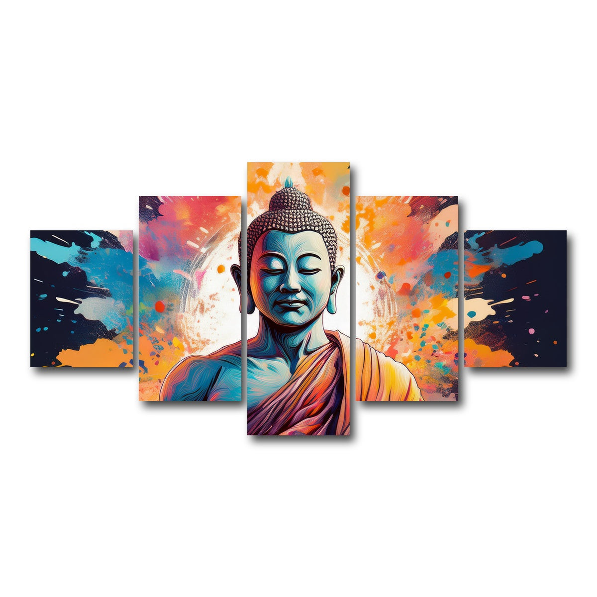 AUTO-MOCKUP WHITE | Buddha Color Splash | 5 Piece | Gallery Wrap Canvas | group=5_short