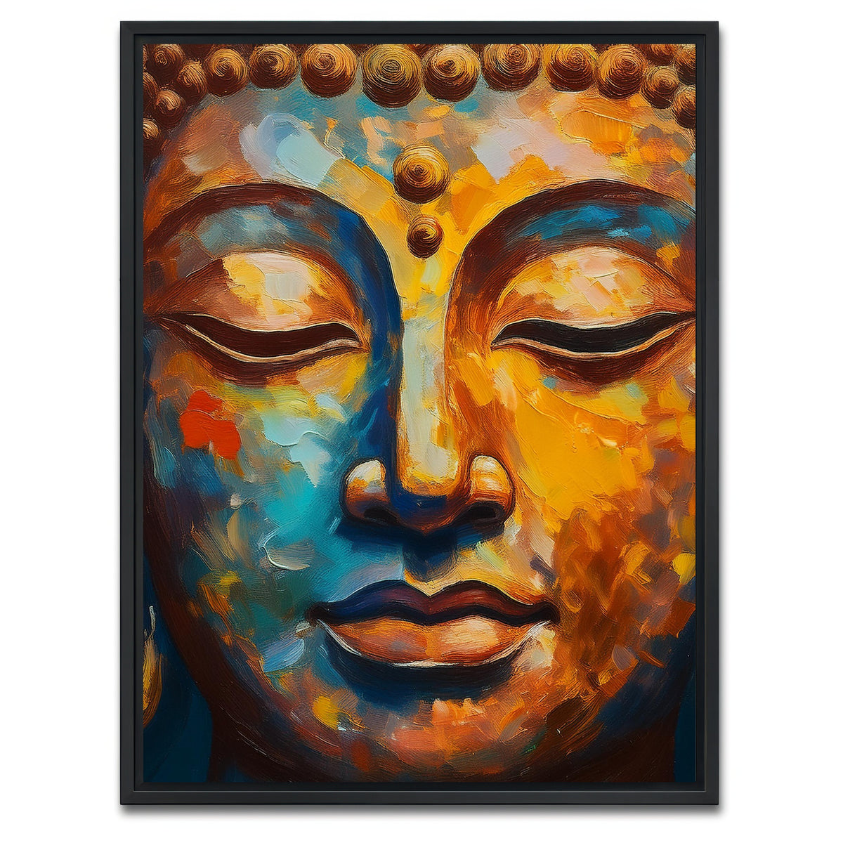 AUTO-MOCKUP WHITE | Buddha Face Painting | 1 Piece | Black Framed Canvas | group=3x4