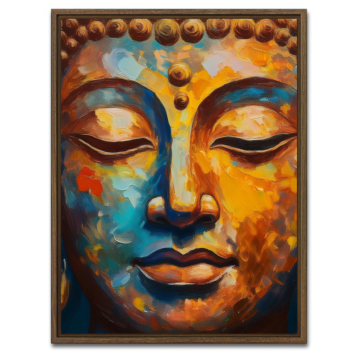 AUTO-MOCKUP WHITE | Buddha Face Painting | 1 Piece | Walnut Framed Canvas | group=3x4