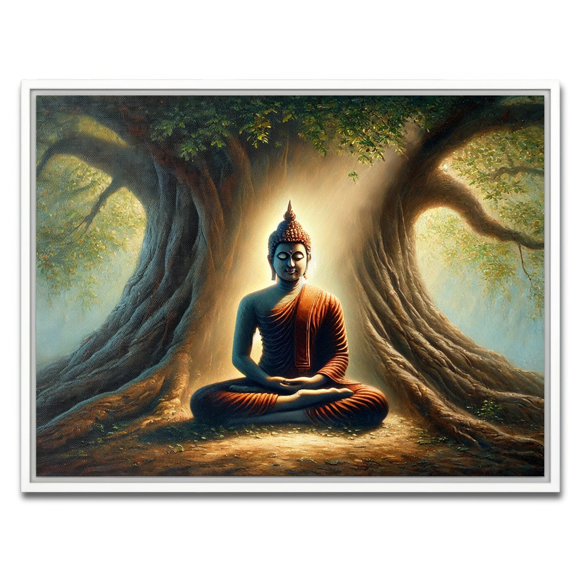 AUTO-MOCKUP WHITE | Buddha Meditating | 1 Piece | White Framed Canvas | group=4x3