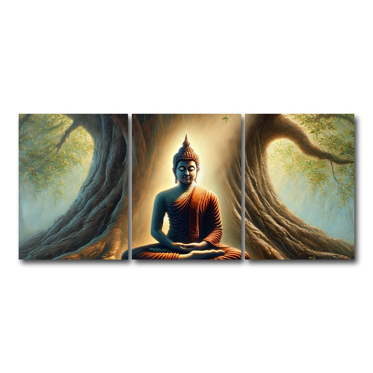 AUTO-MOCKUP WHITE | Buddha Meditating | 3 Piece | Gallery Wrap Canvas | group=18x24