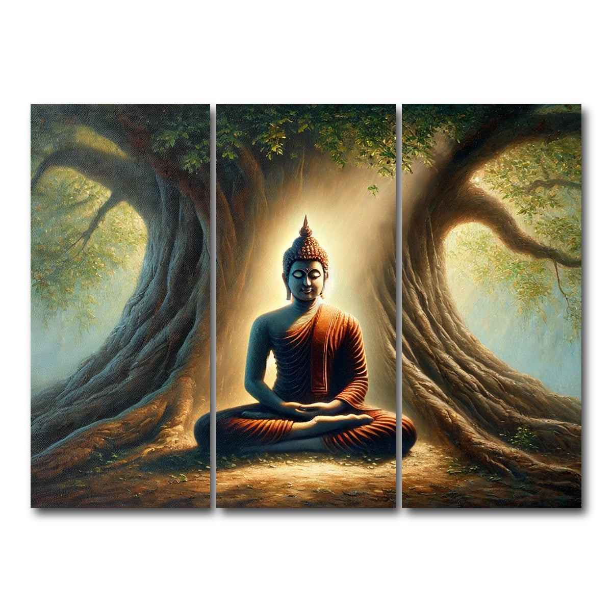 AUTO-MOCKUP WHITE | Buddha Meditating | 3 Piece | Gallery Wrap Canvas | group=8x18