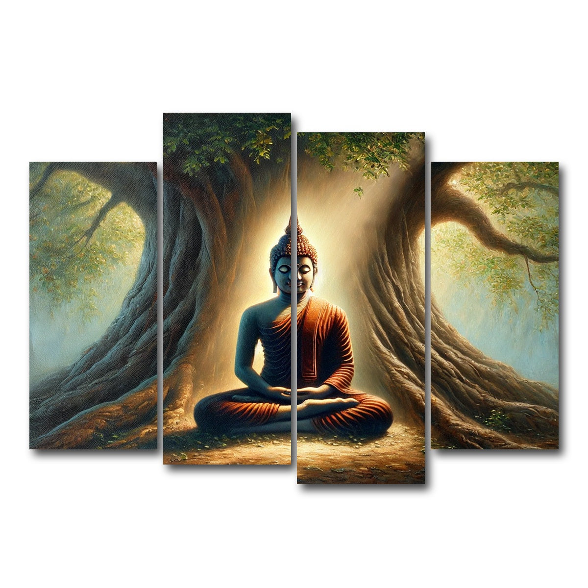 AUTO-MOCKUP WHITE | Buddha Meditating | 4 Piece | Gallery Wrap Canvas | group=4_normal