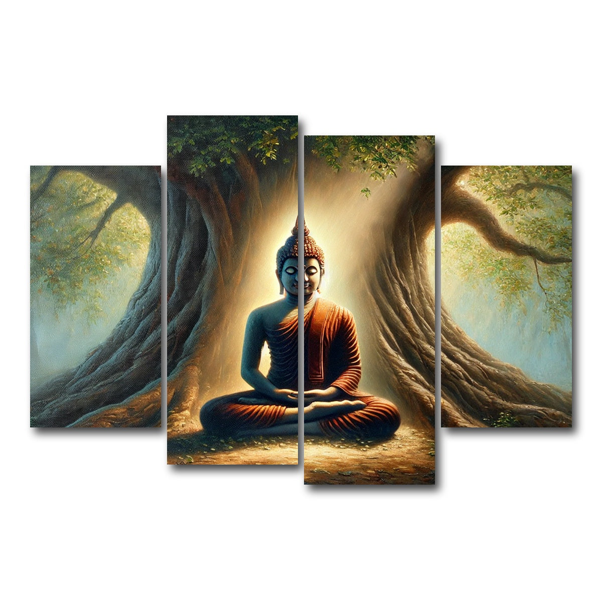AUTO-MOCKUP WHITE | Buddha Meditating | 4 Piece | Gallery Wrap Canvas | group=4_short