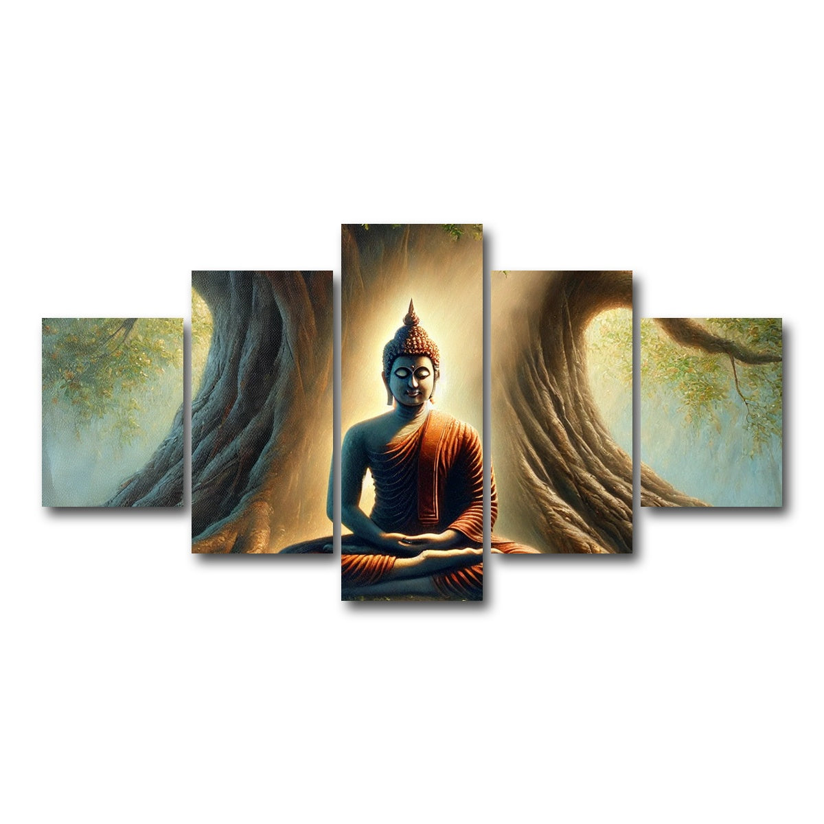 AUTO-MOCKUP WHITE | Buddha Meditating | 5 Piece | Gallery Wrap Canvas | group=5_short