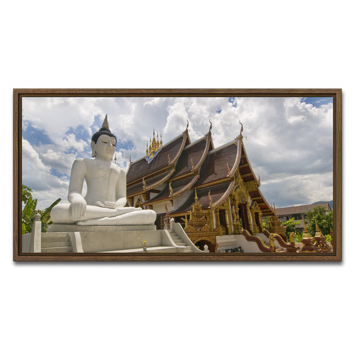 AUTO-MOCKUP WHITE | Buddhist Temple in Chiang Mai | 1 Piece | Walnut Framed Canvas | group=2x1