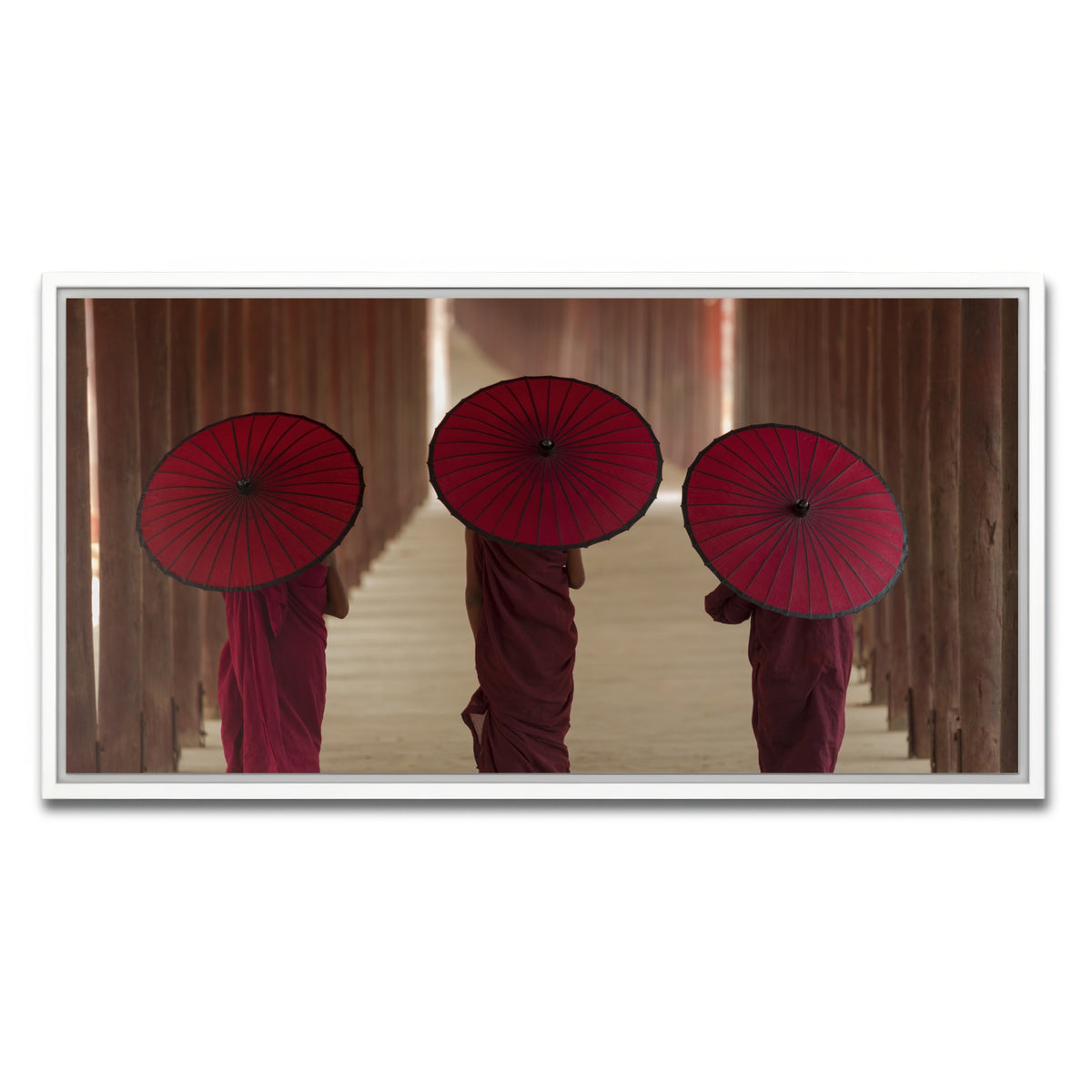 AUTO-MOCKUP WHITE | Buddhist monks in Burma | 1 Piece | White Framed Canvas | group=2x1