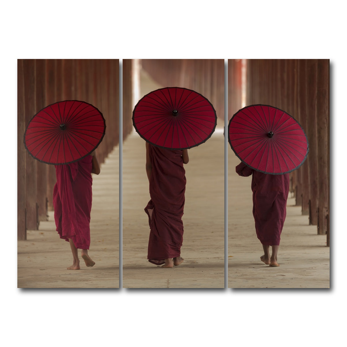 AUTO-MOCKUP WHITE | Buddhist monks in Burma | 3 Piece | Gallery Wrap Canvas | group=8x18