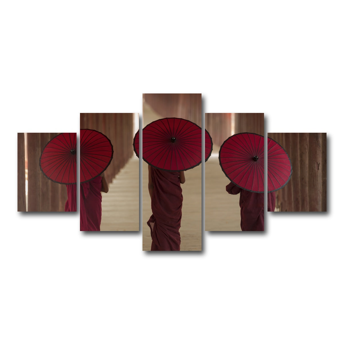 AUTO-MOCKUP WHITE | Buddhist monks in Burma | 5 Piece | Gallery Wrap Canvas | group=5_short