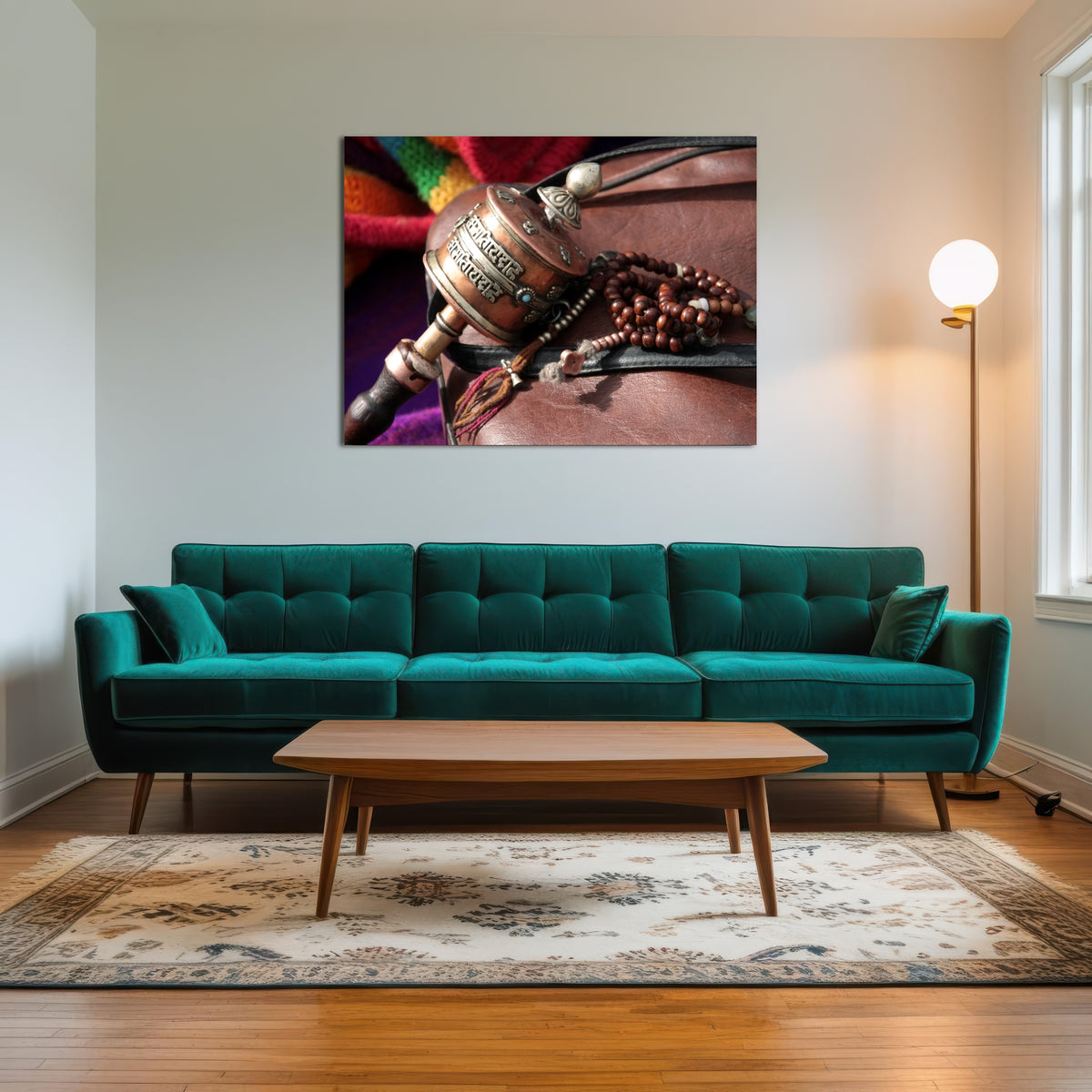 AUTO-MOCKUP ROOM | Buddhist prayer wheel and rosary