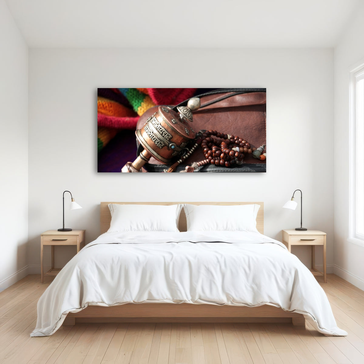 AUTO-MOCKUP ROOM | Buddhist prayer wheel and rosary