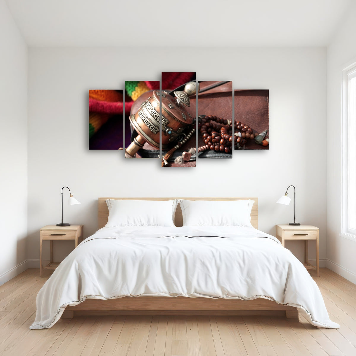 AUTO-MOCKUP ROOM | Buddhist prayer wheel and rosary