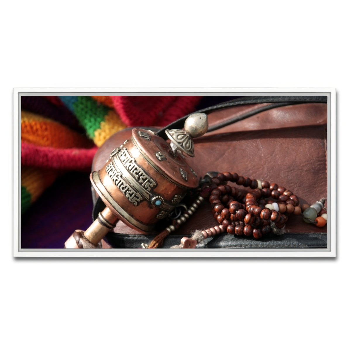 AUTO-MOCKUP WHITE | Buddhist prayer wheel and rosary | 1 Piece | White Framed Canvas | group=2x1