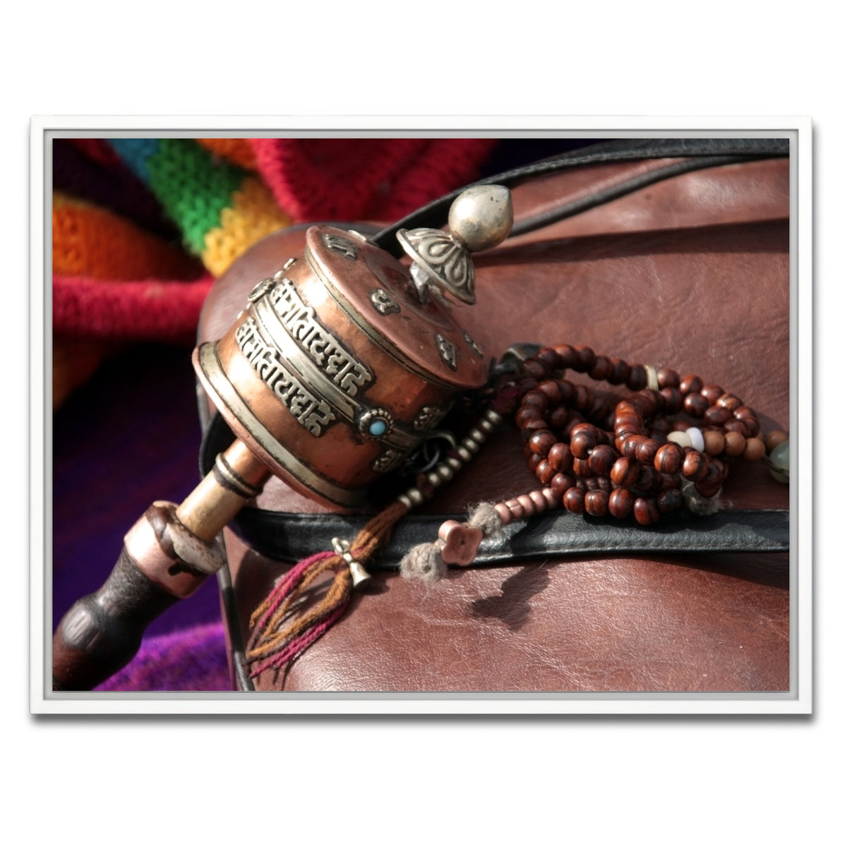 AUTO-MOCKUP WHITE | Buddhist prayer wheel and rosary | 1 Piece | White Framed Canvas | group=4x3