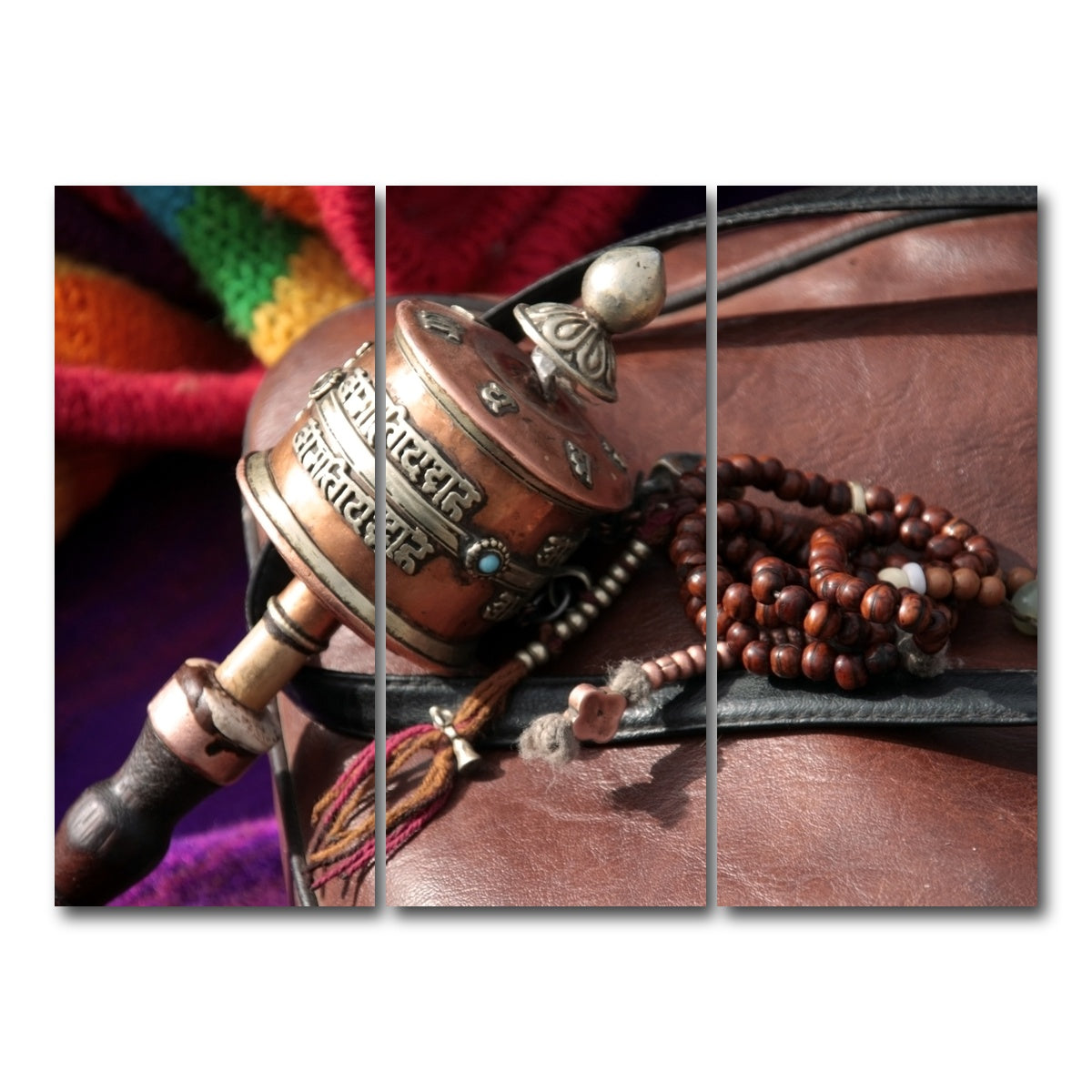 AUTO-MOCKUP WHITE | Buddhist prayer wheel and rosary | 3 Piece | Gallery Wrap Canvas | group=8x18