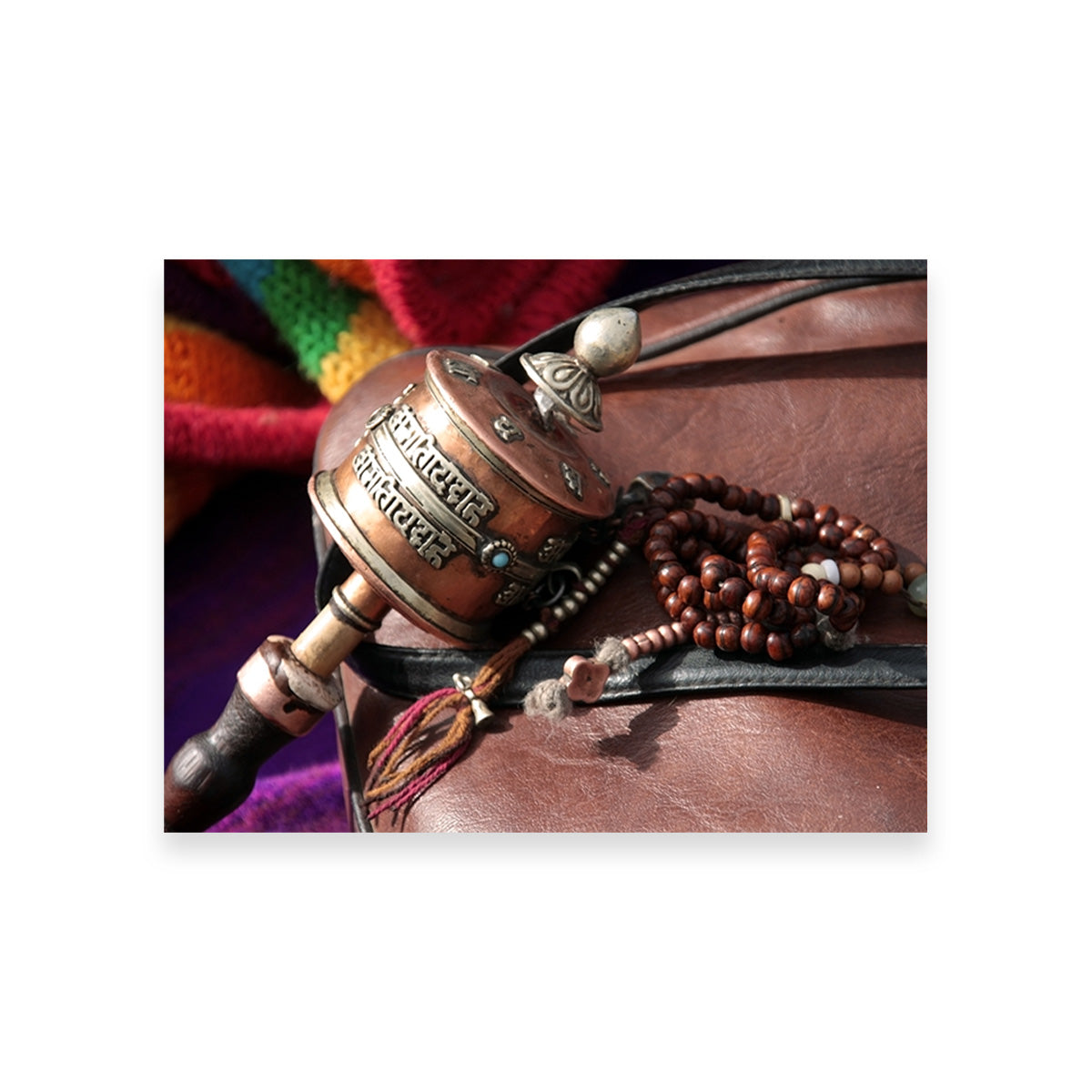 Buddhist Prayer Wheel and Rosary Wall Art