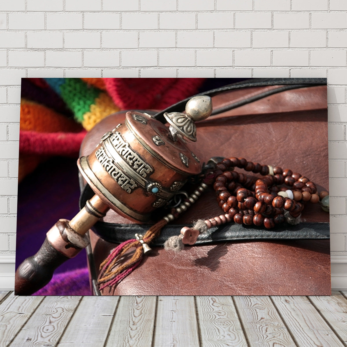 Buddhist Prayer Wheel and Rosary Wall Art