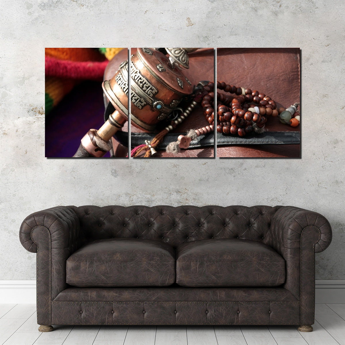 Buddhist Prayer Wheel and Rosary Wall Art