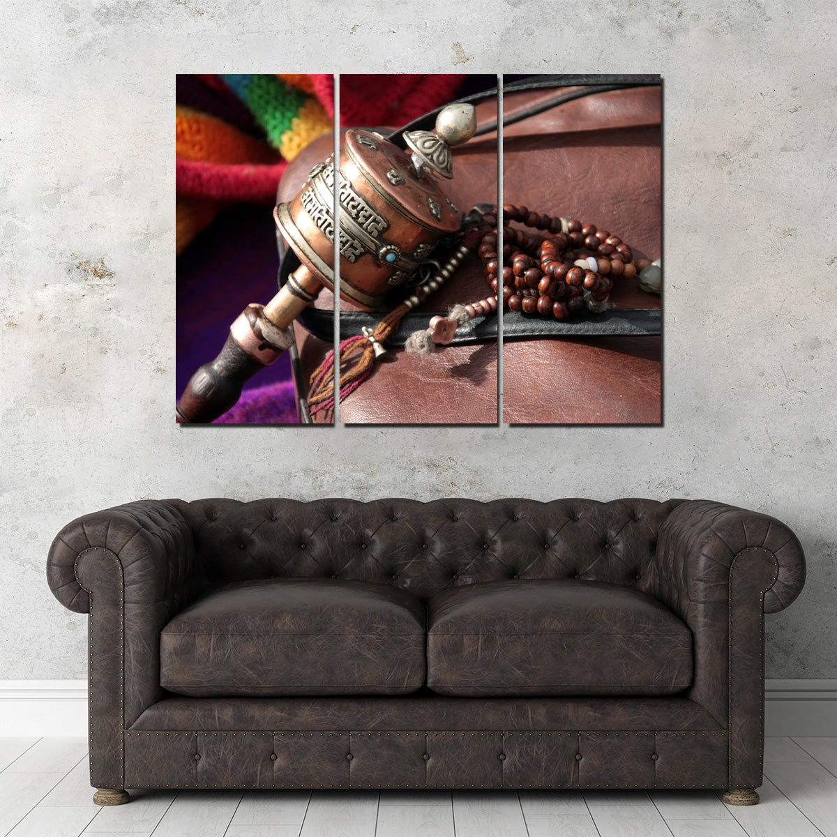 Buddhist Prayer Wheel and Rosary Wall Art