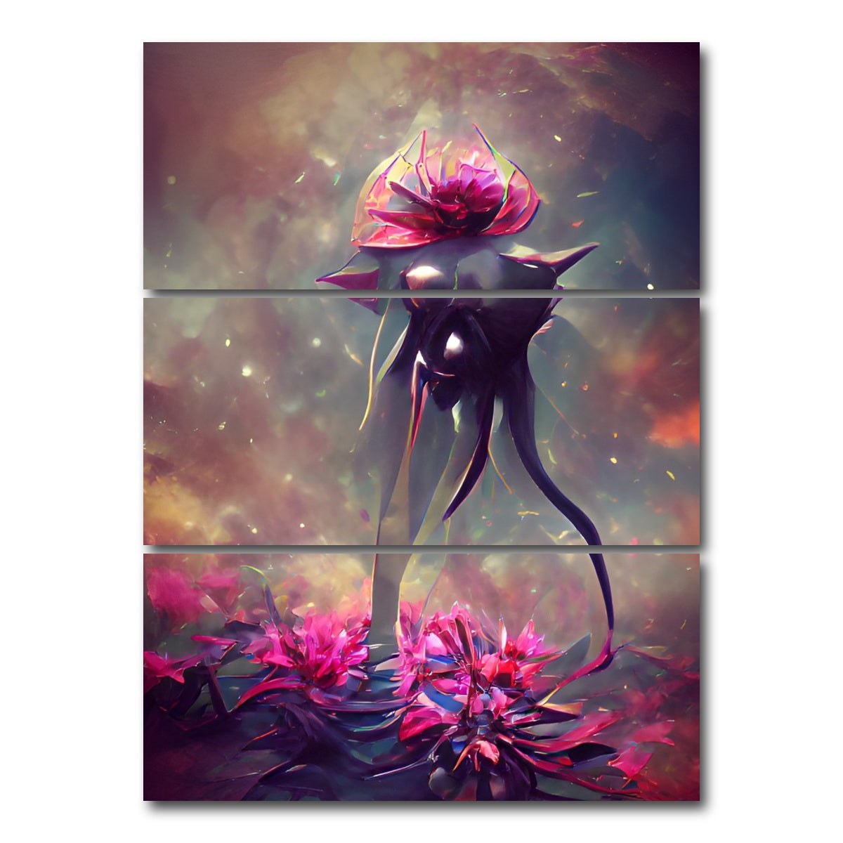 AUTO-MOCKUP WHITE | Budding with Glory | 3 Piece | Gallery Wrap Canvas | group=8x18_stacked