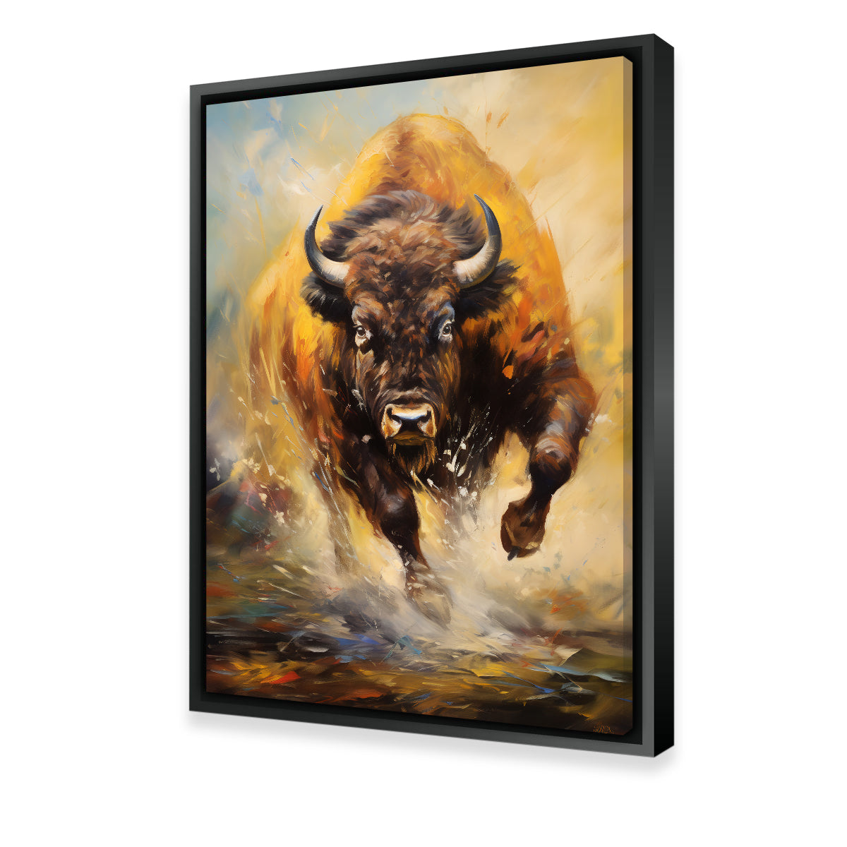 Buffalo Charging Wall Art