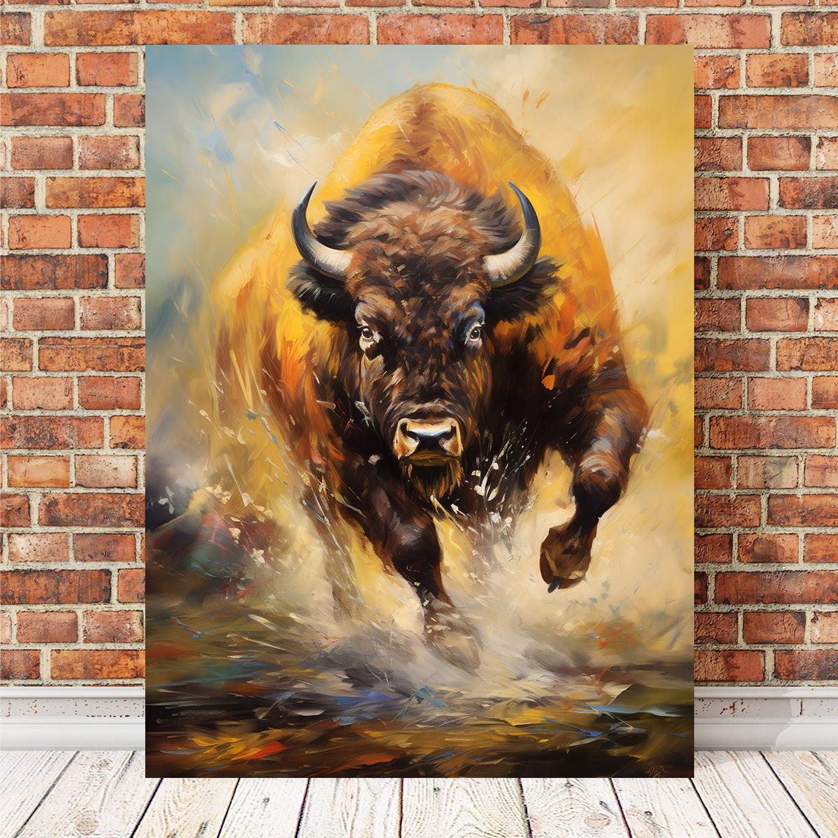 Buffalo Charging Wall Art