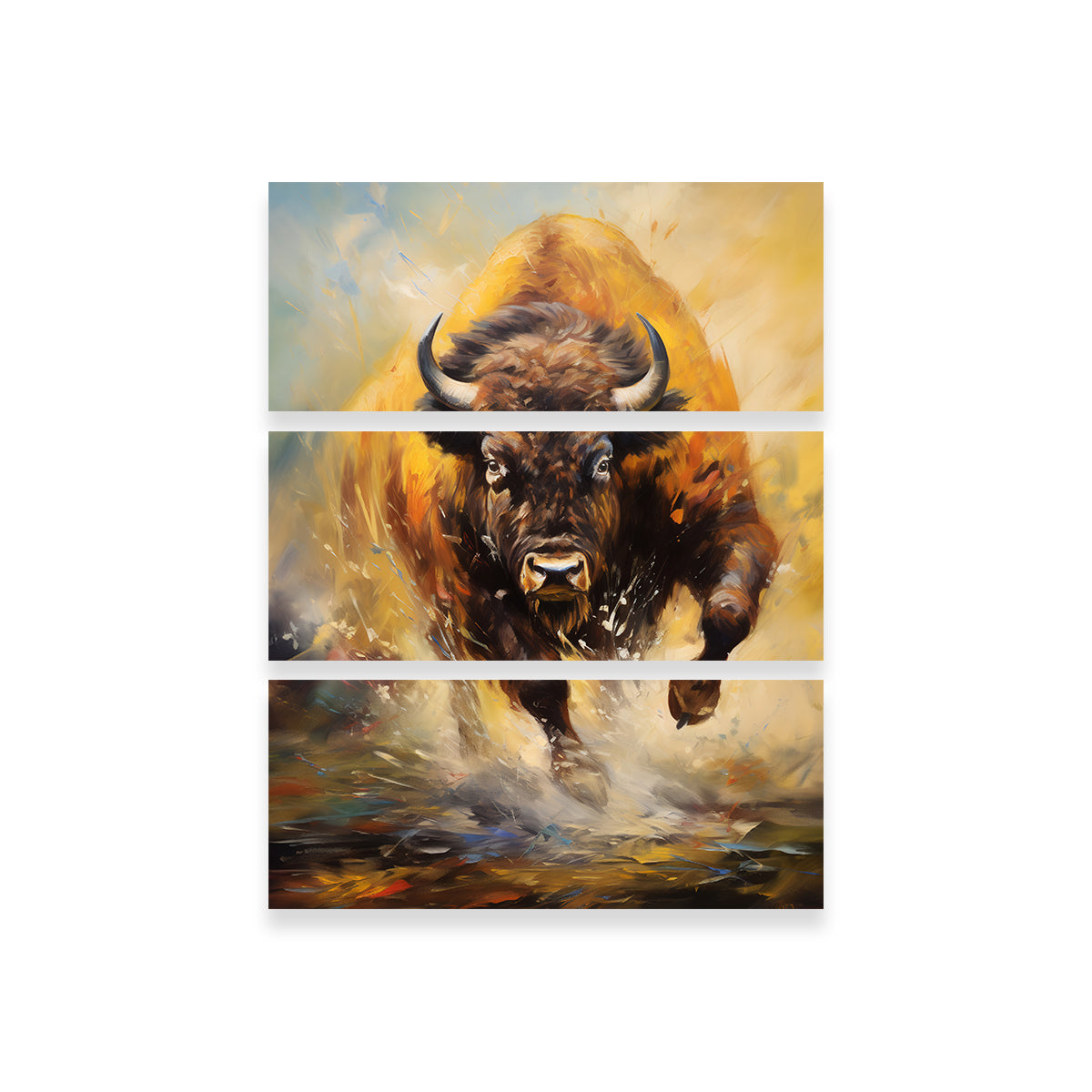 Buffalo Charging Wall Art