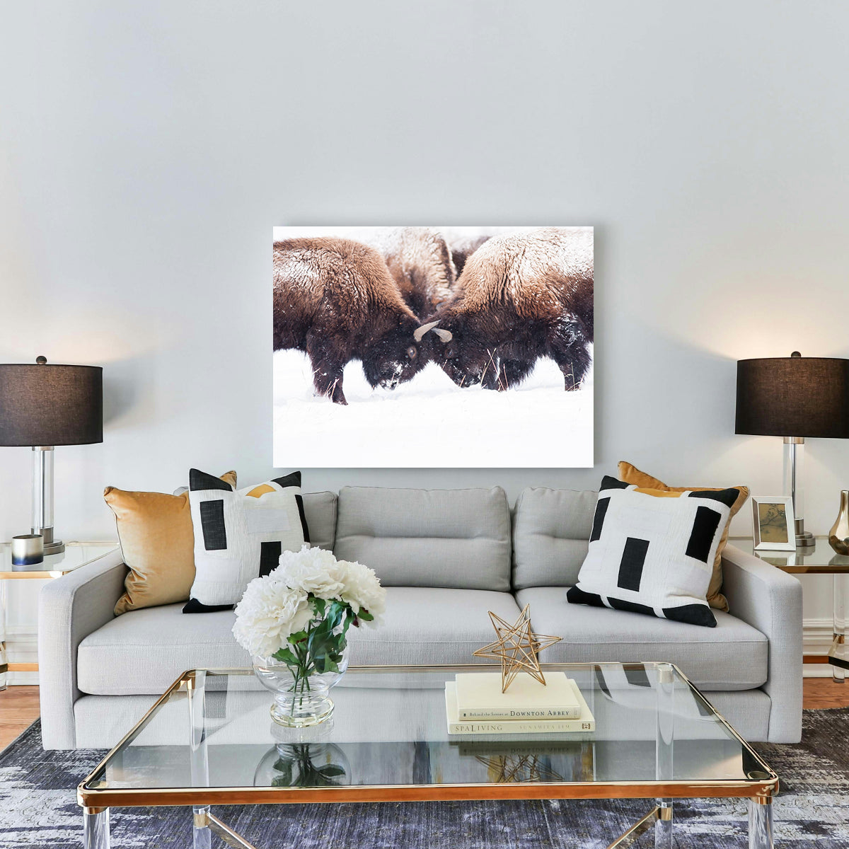 Buffalo Fighting in Yellowstone Wall Art