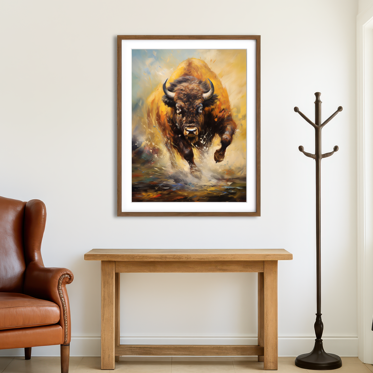 AUTO-MOCKUP ROOM | Buffalo Charging Wall Art