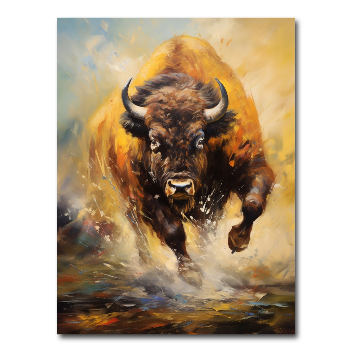 AUTO-MOCKUP WHITE | Buffalo Charging | 1 Piece | Gallery Wrap Canvas | group=3x4