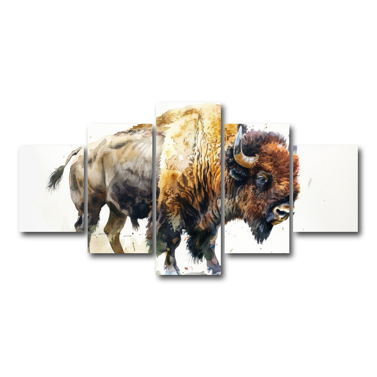 AUTO-MOCKUP WHITE | Buffalo on White | 5 Piece | Gallery Wrap Canvas | group=5_short