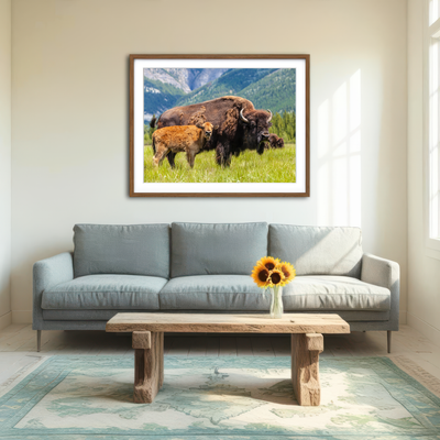 AUTO-MOCKUP ROOM | Buffalo with Calf Wall Art