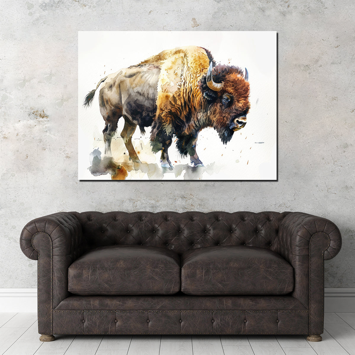 Buffalo on White Wall Art