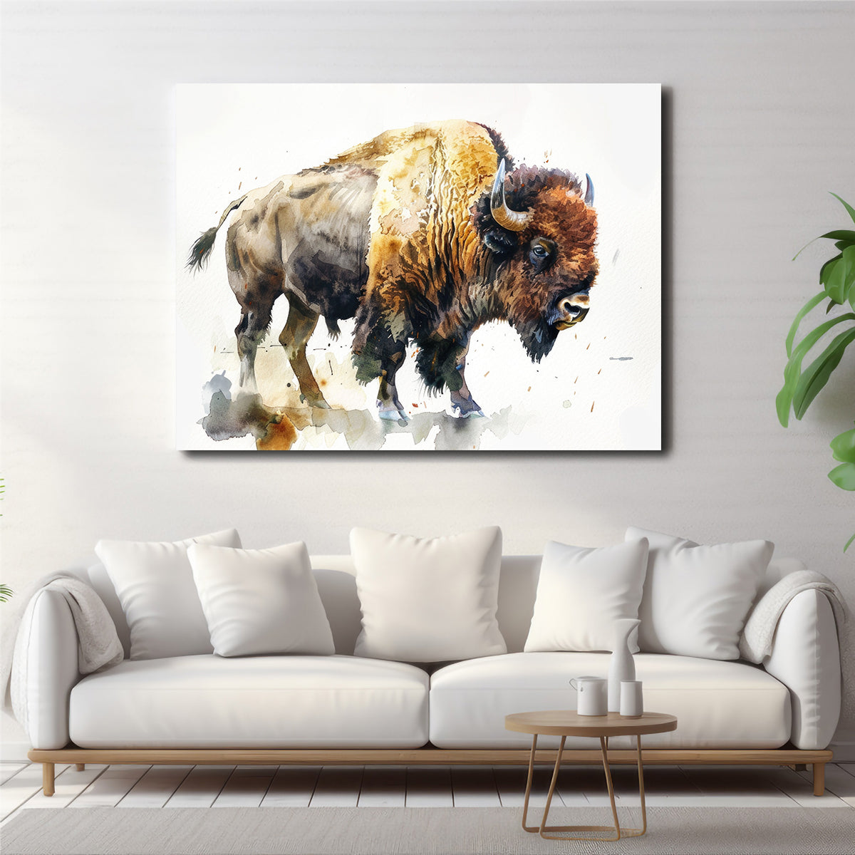 Buffalo on White Wall Art